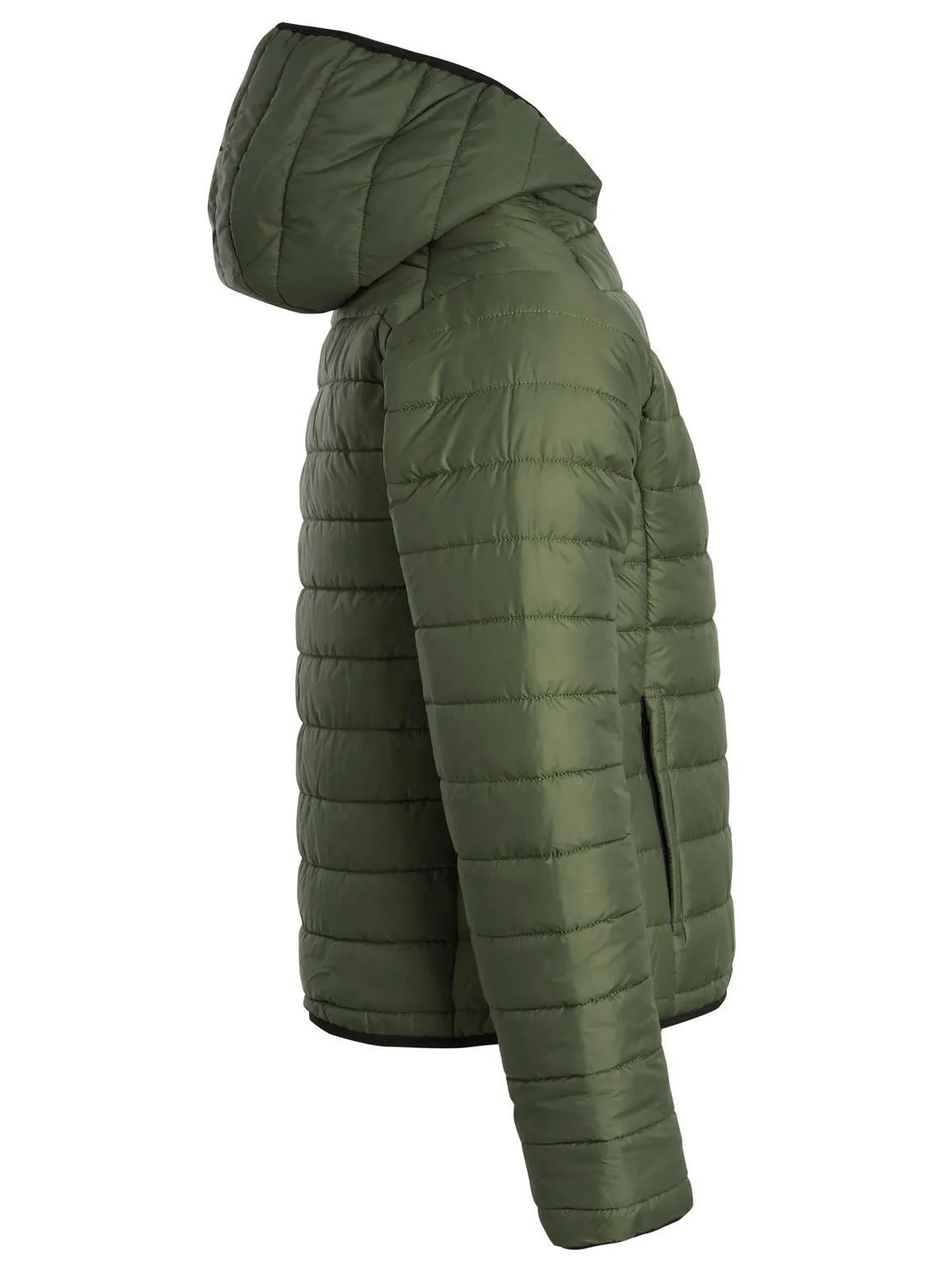 Khaki Quilted Puffer Coat for Men, Size S-XL