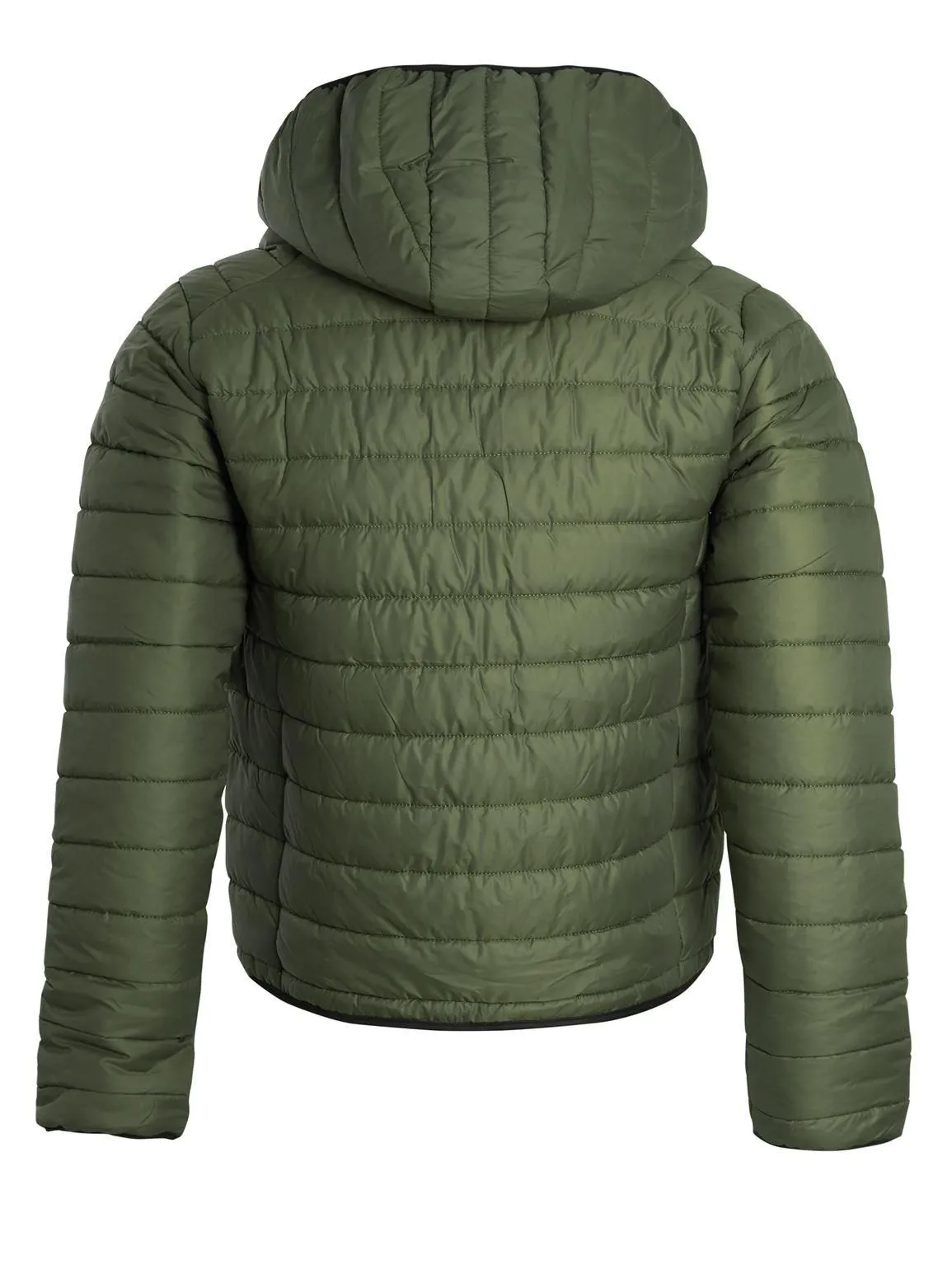 Khaki Quilted Puffer Coat for Men, Size S-XL