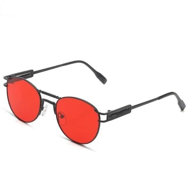 Men's Steampunk Style Round Sunglasses with Bag