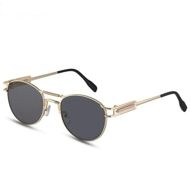 Men's Steampunk Style Round Sunglasses with Bag