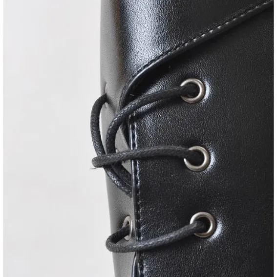 Men's Zipper Pointed Martin Boots with Buckle Detail in Faux Leather