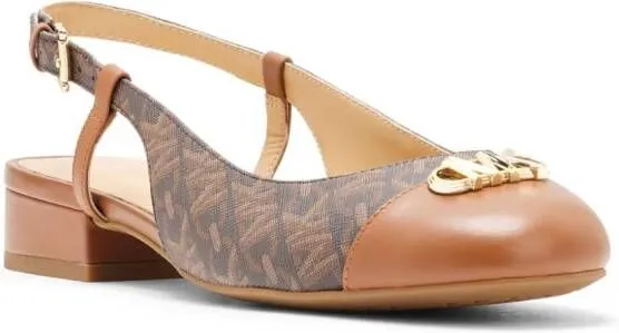 Michael Kors Brown Perla Monogram Leather Sandals