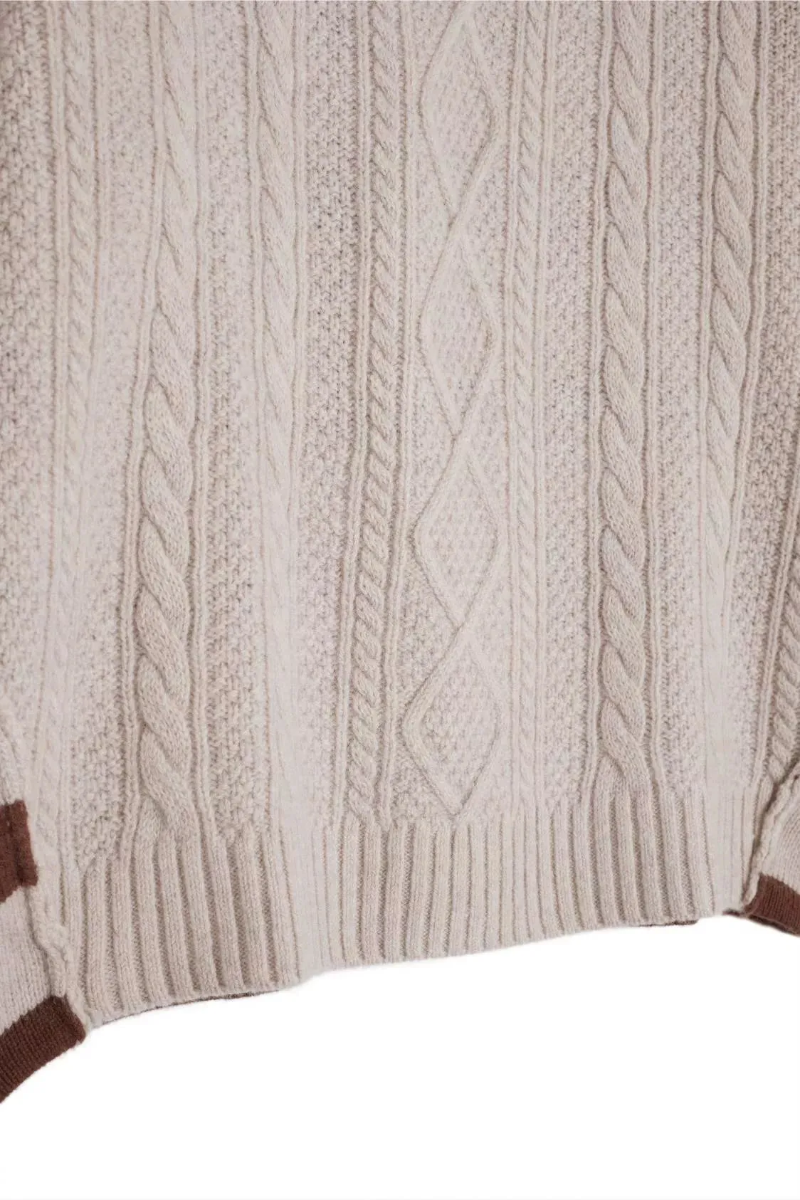 Mont Saint Michel Brown Cable Knit Sweater