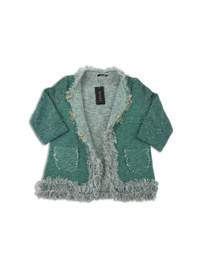 Neera Women's Green Frayed Pique Jacket