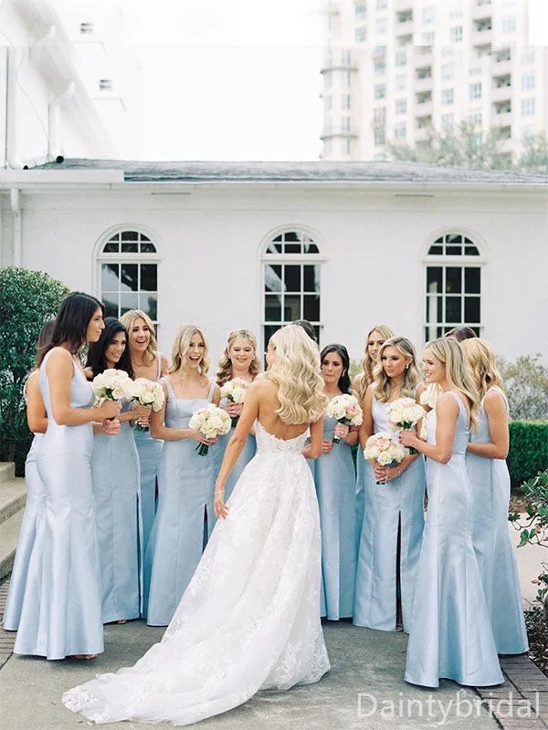 Online Bridesmaid Dresses with Column Silhouette and Side Slit - BG350