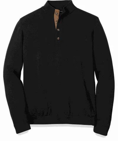 Paul Fredrick Supima Cotton Four Button Mock Neck Sweater