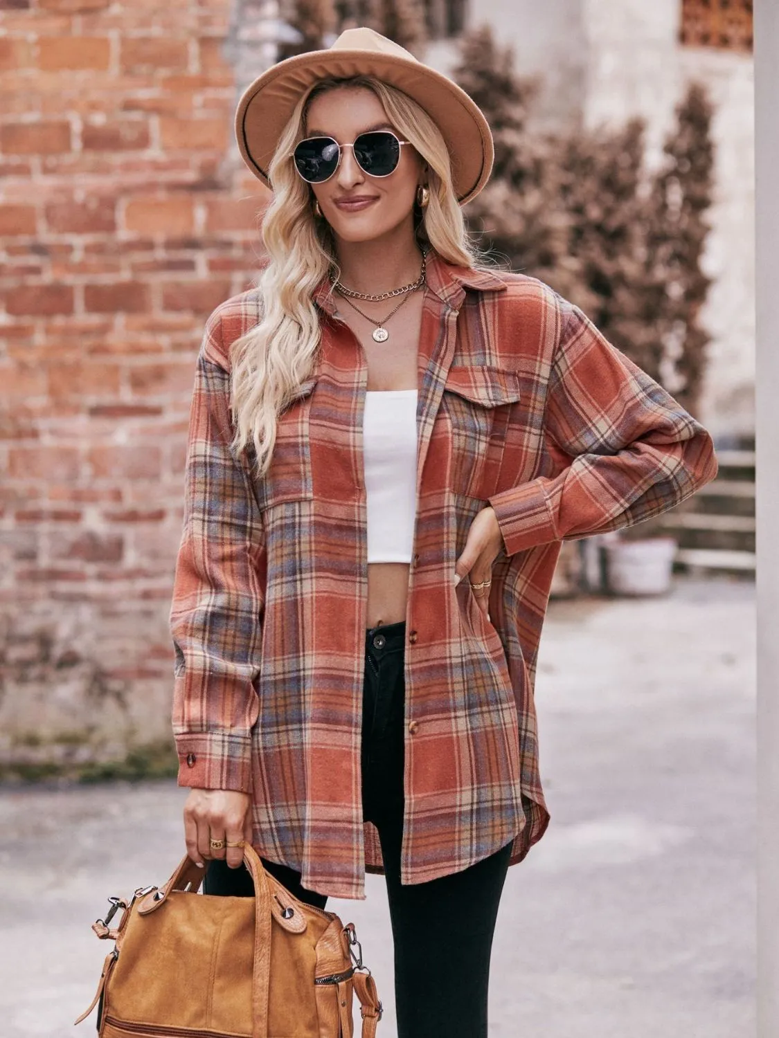 Plaid Oversized Shoulder Shirt