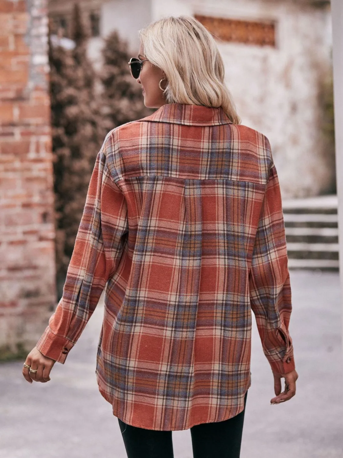 Plaid Oversized Shoulder Shirt