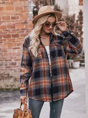 Plaid Oversized Shoulder Shirt