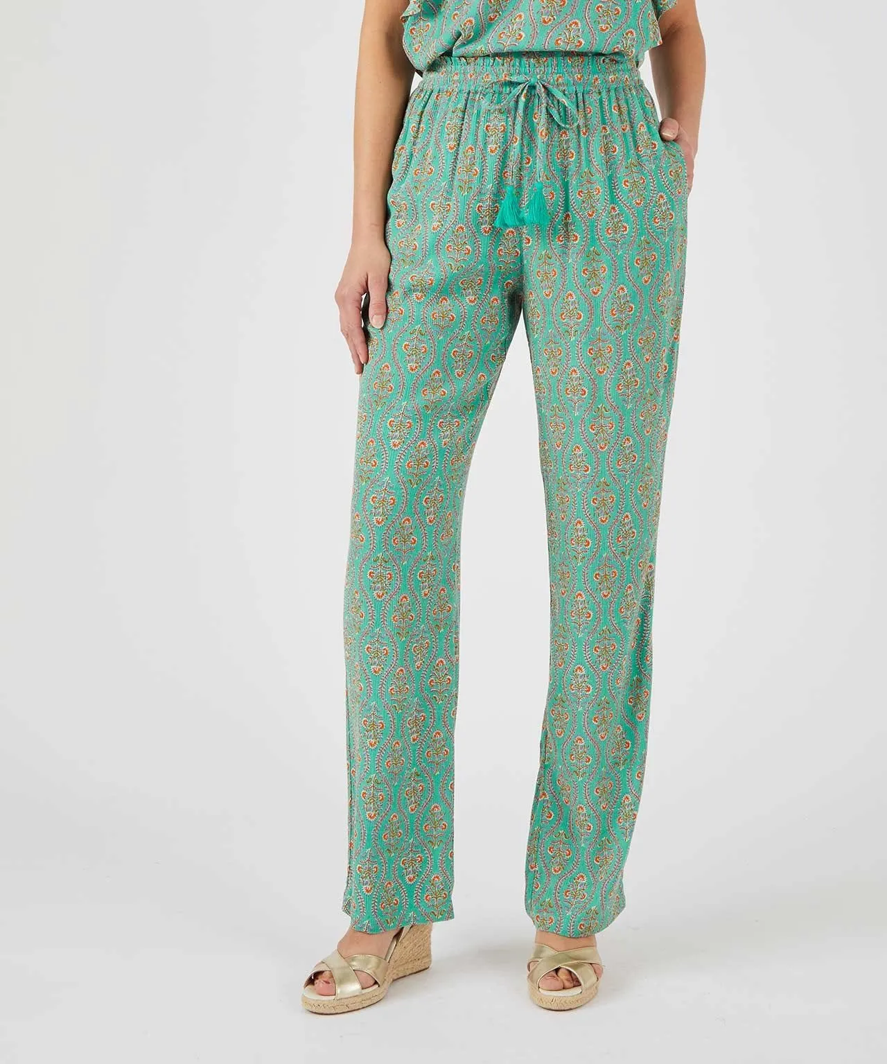 Crinkle Print Trousers