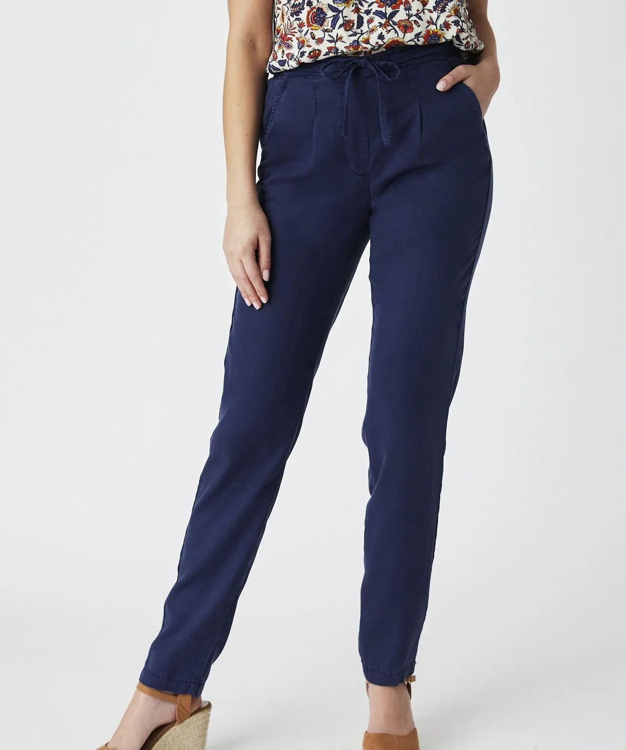 Elastic-Waist Lyocell Pants