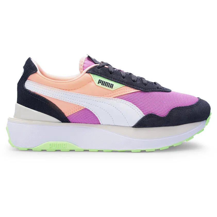 Puma Womens Cruise Rider Silk Road Shoes Fizzy Melon Ebony Pink Green