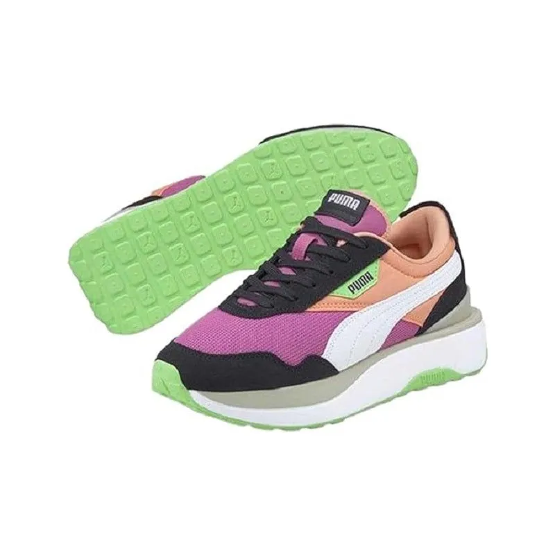 Puma Womens Cruise Rider Silk Road Shoes Fizzy Melon Ebony Pink Green