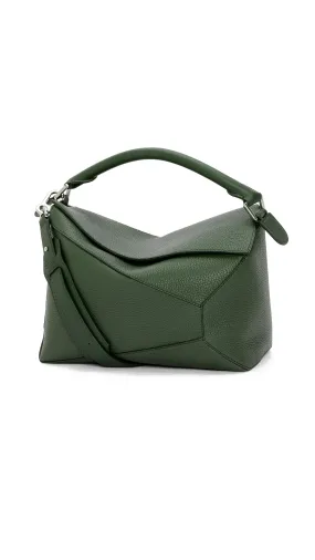 Bottle Green Puzzle Bag in Grained Calfskin