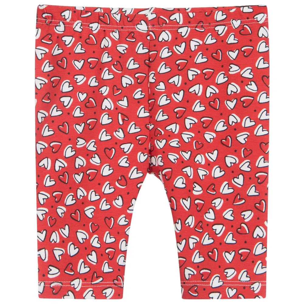 Red Cotton Girls Leggings