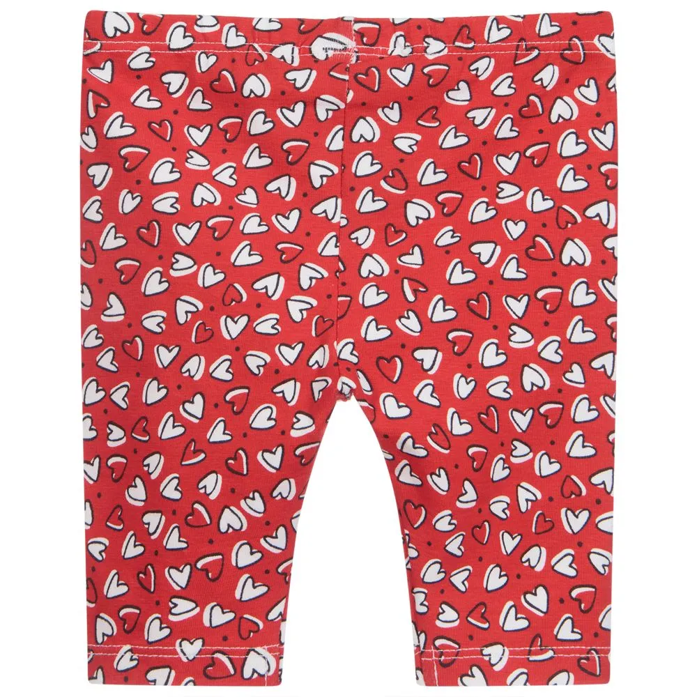 Red Cotton Girls Leggings