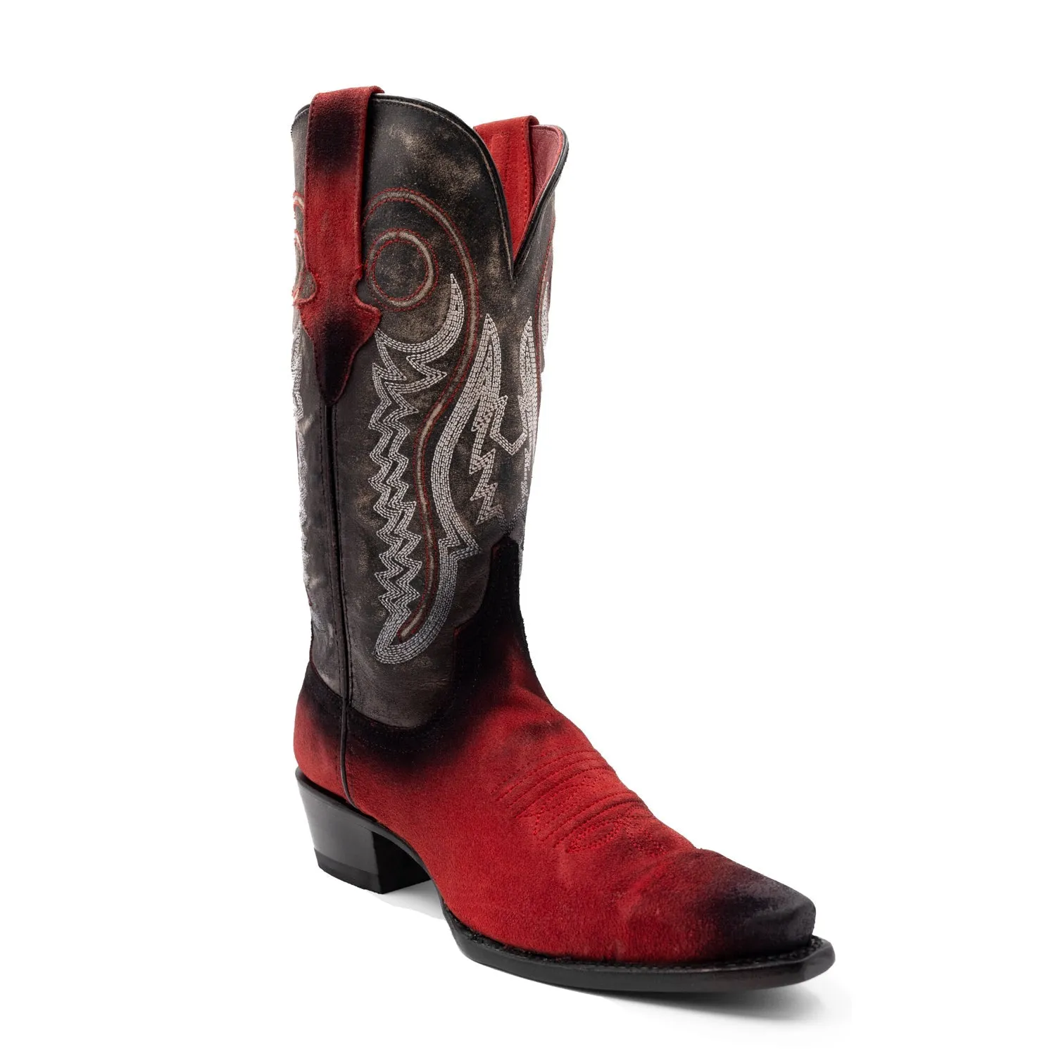 Red Leather Women's Cowboy Boots - Ferrini Roughrider V-Toe