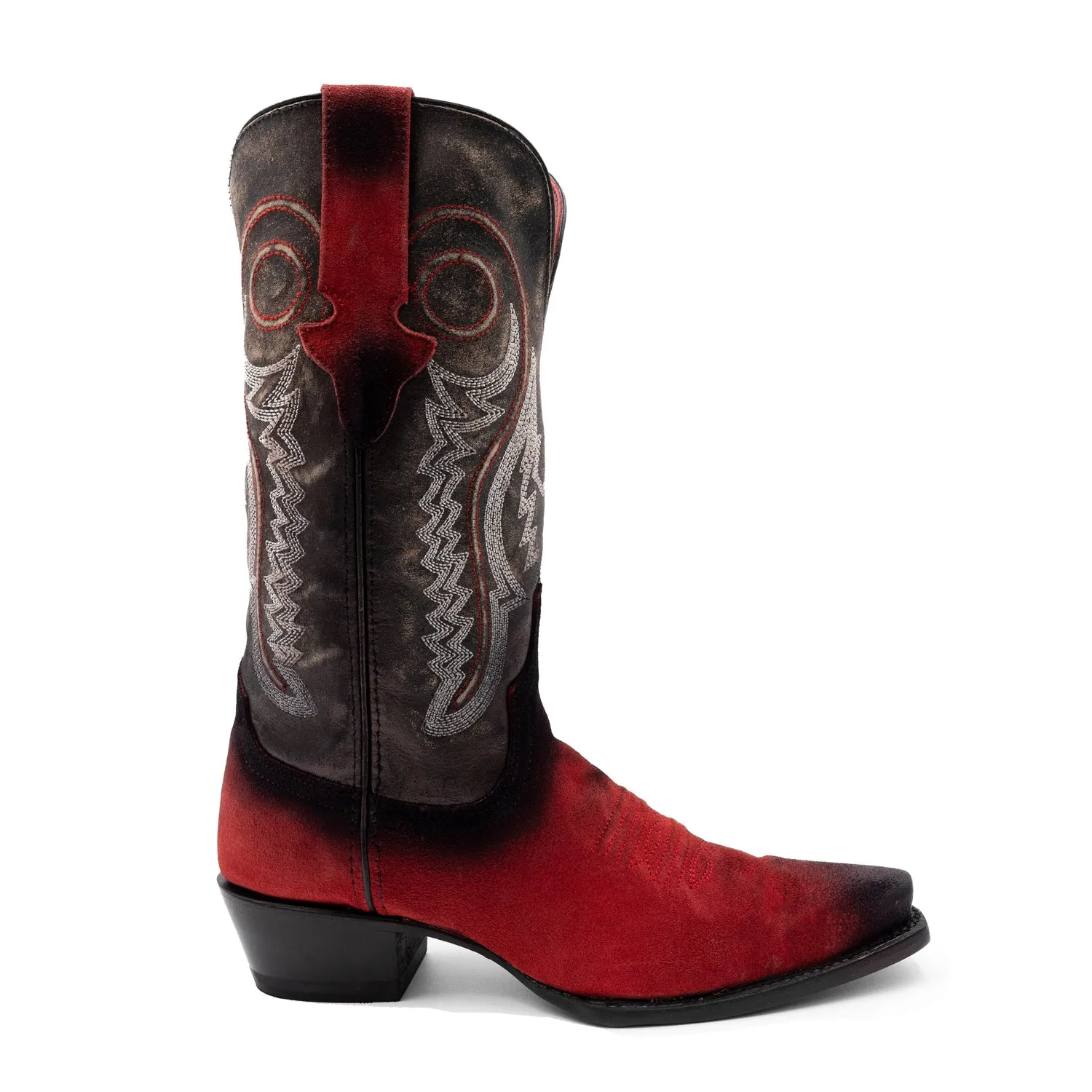 Red Leather Women's Cowboy Boots - Ferrini Roughrider V-Toe