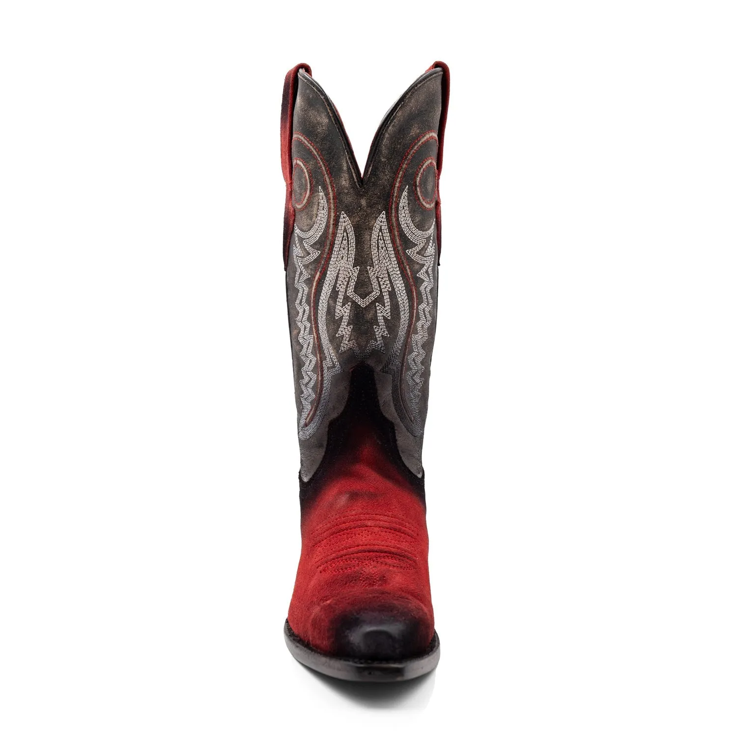 Red Leather Women's Cowboy Boots - Ferrini Roughrider V-Toe