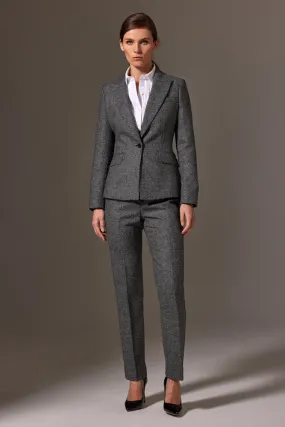 Red Pant Suit - Gray Blue Tweed