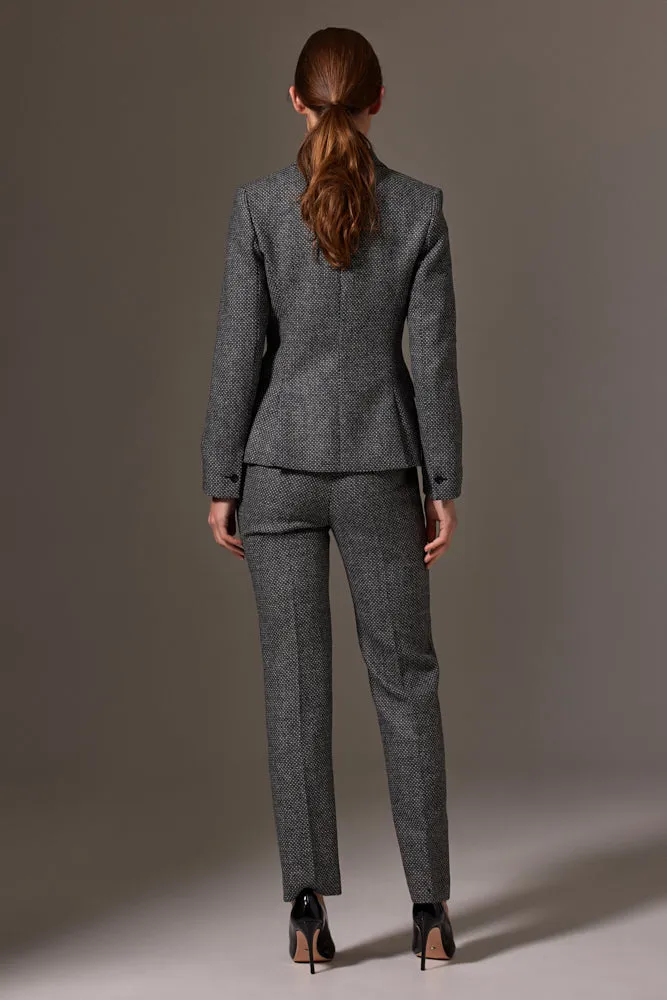 Red Pant Suit - Gray Blue Tweed