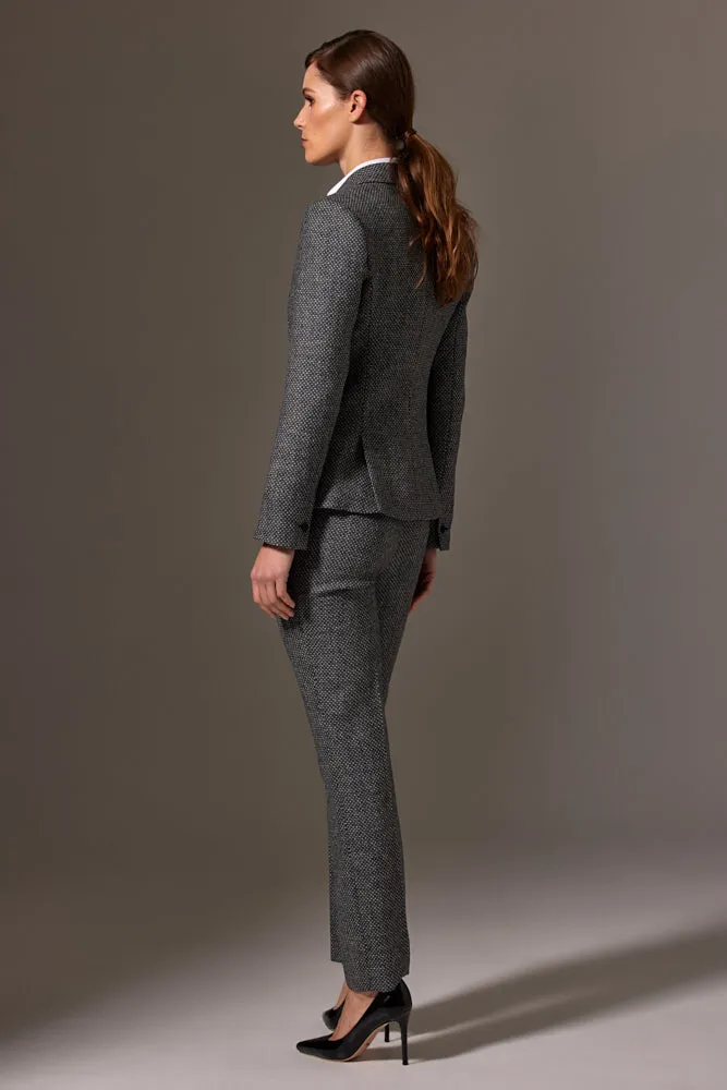 Red Pant Suit - Gray Blue Tweed