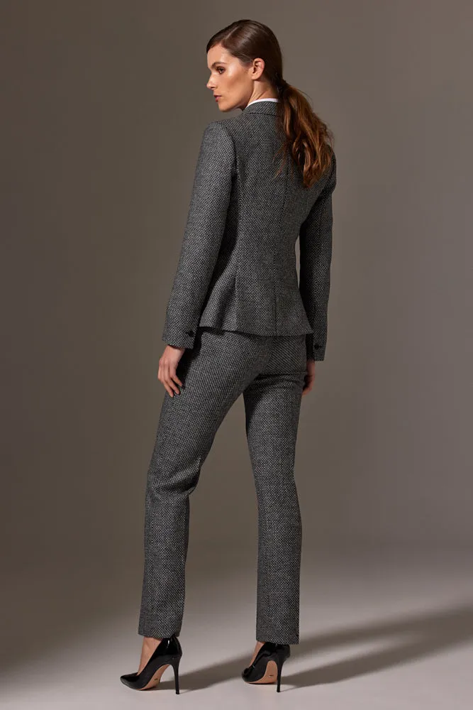 Red Pant Suit - Gray Blue Tweed