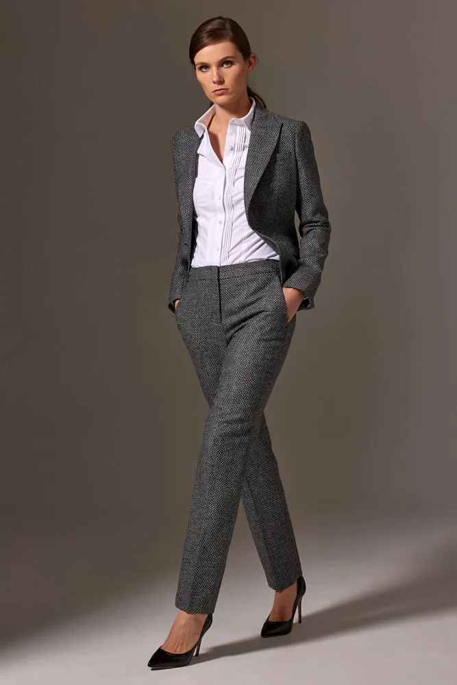 Red Pant Suit - Gray Blue Tweed