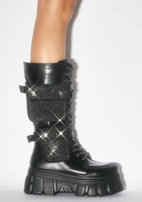 Rhinestone Kamensky Platform Utility Boots