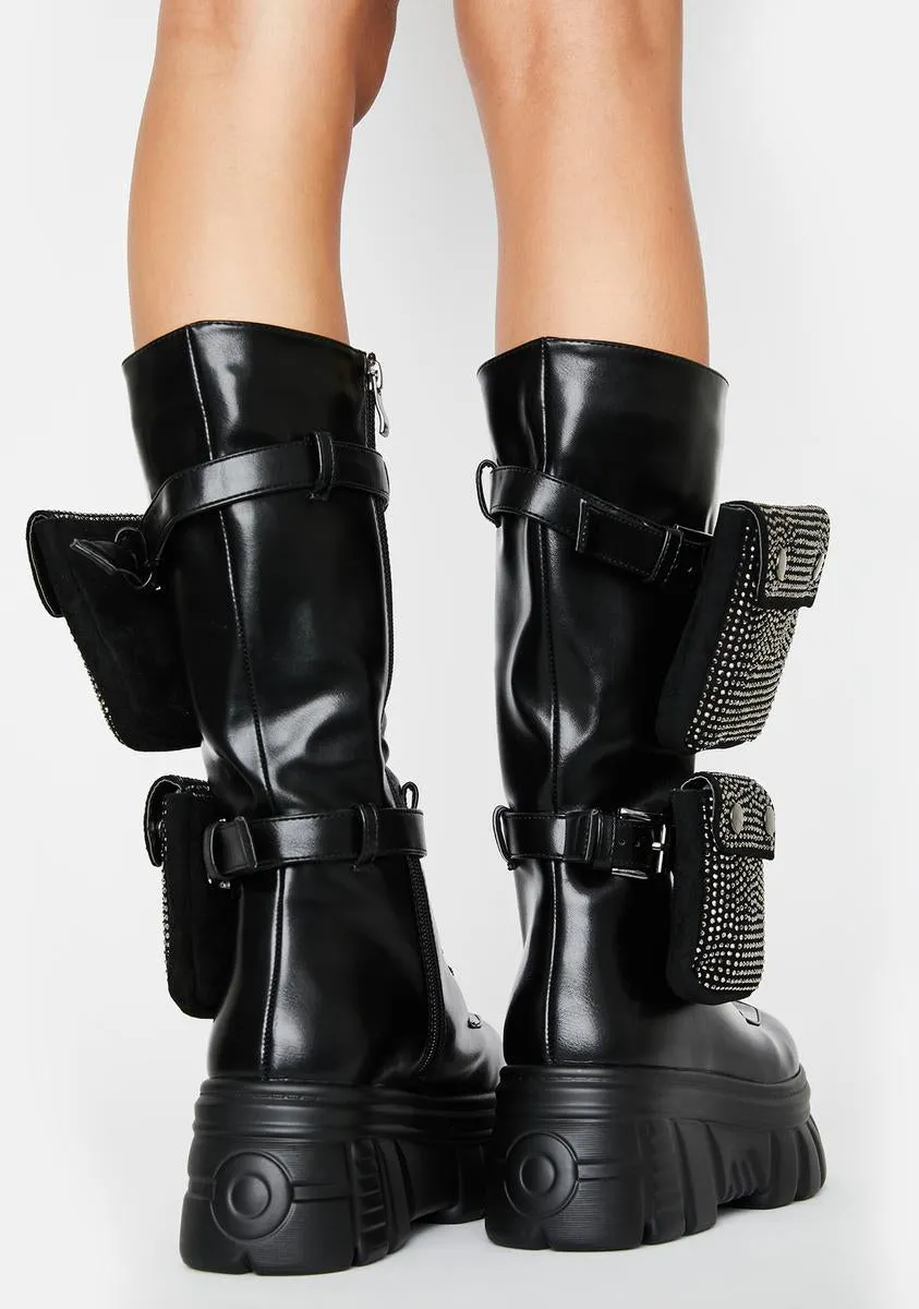 Rhinestone Kamensky Platform Utility Boots