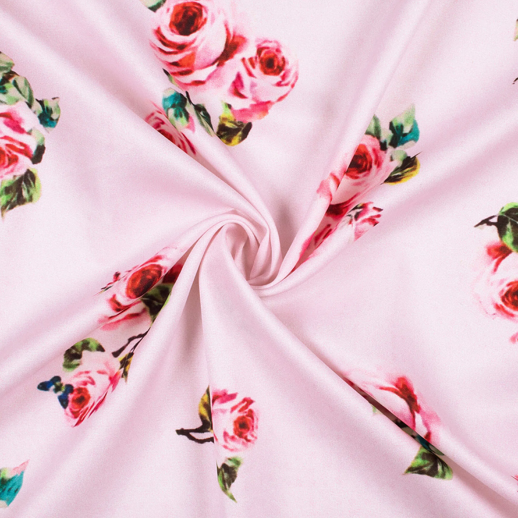 Rose Pink Floral Print Crepe Fabric