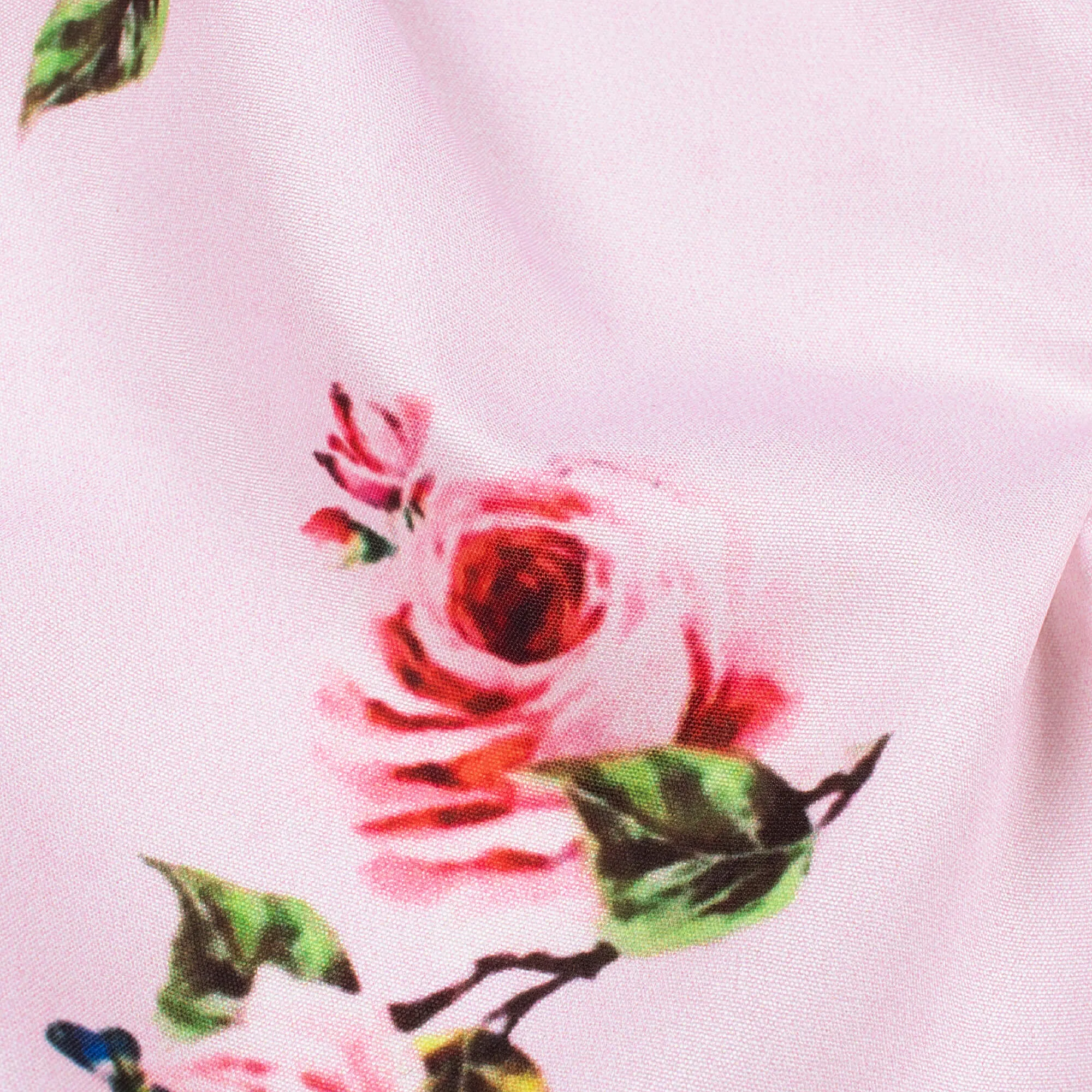 Rose Pink Floral Print Crepe Fabric