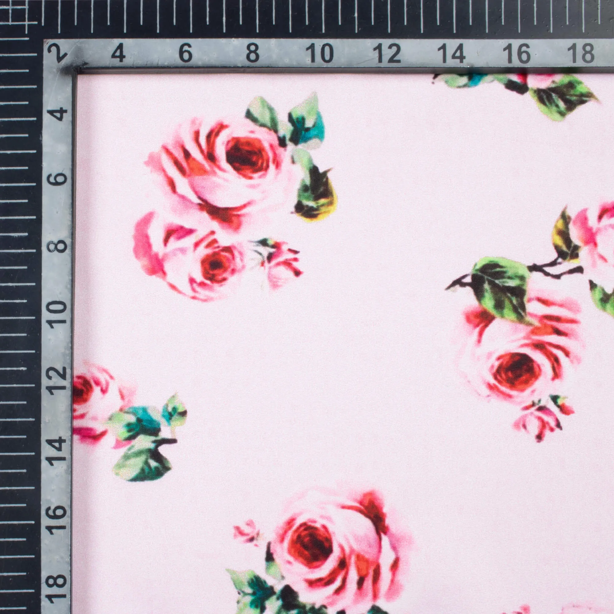 Rose Pink Floral Print Crepe Fabric