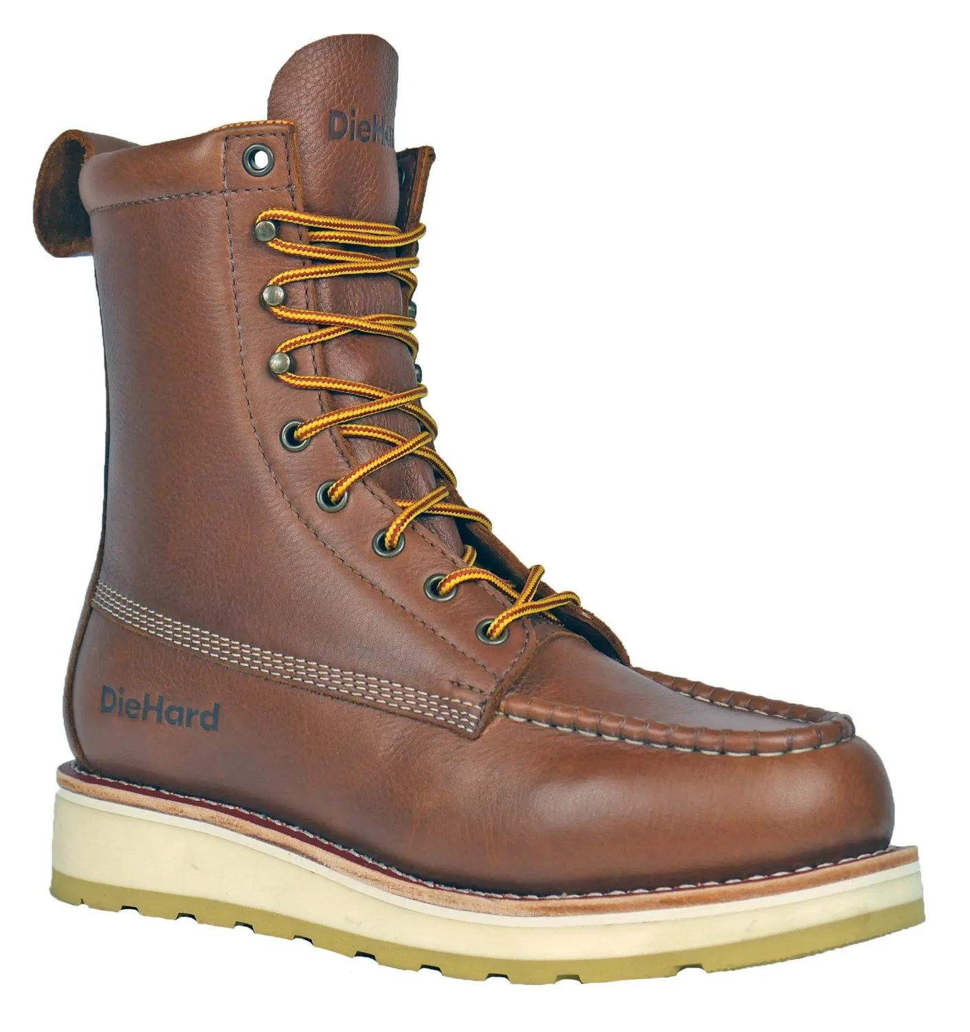 Rust Leather Tumbled USA Work Boots for Men - DieHard Malibu Soft Toe