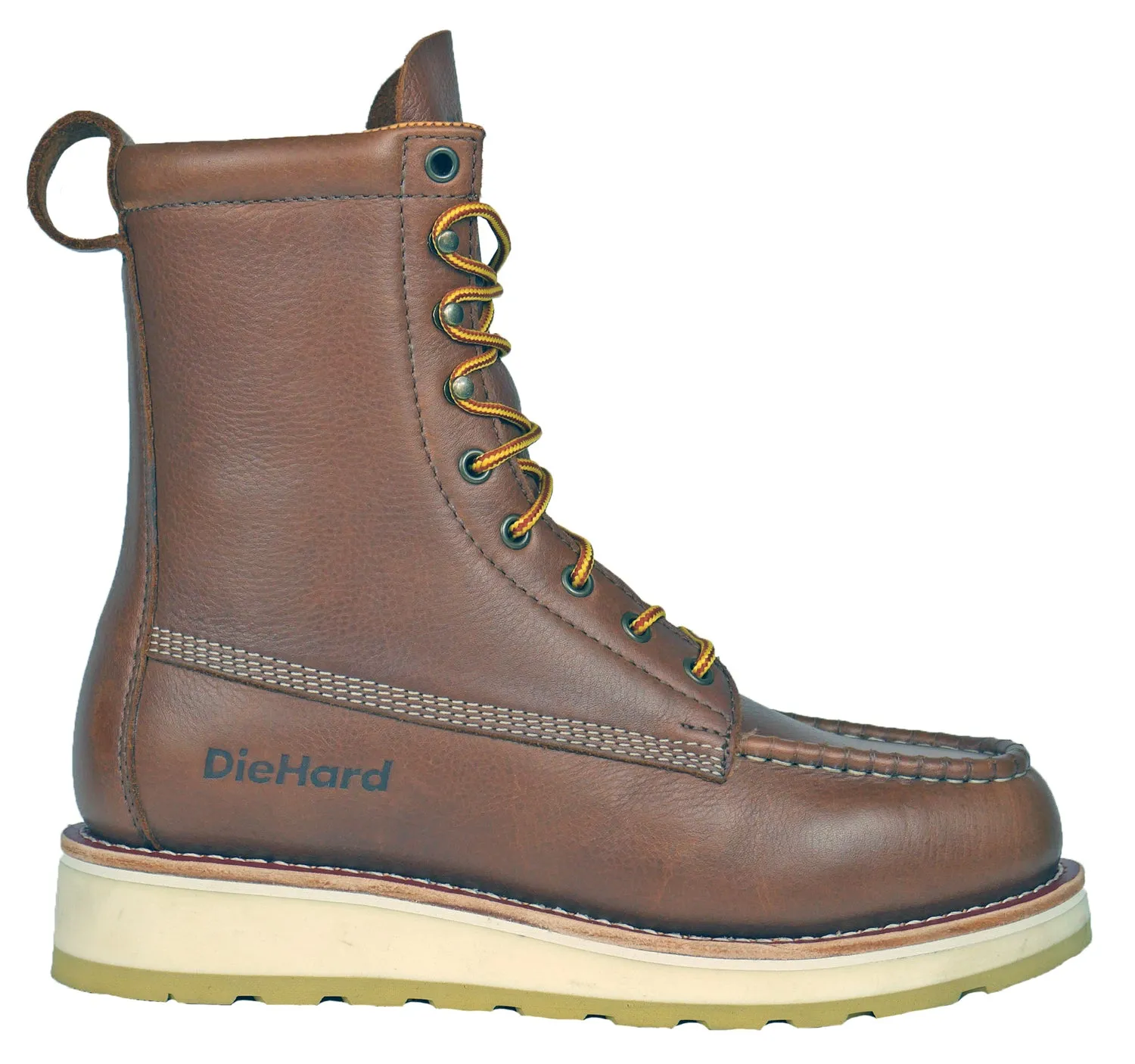 Rust Leather Tumbled USA Work Boots for Men - DieHard Malibu Soft Toe