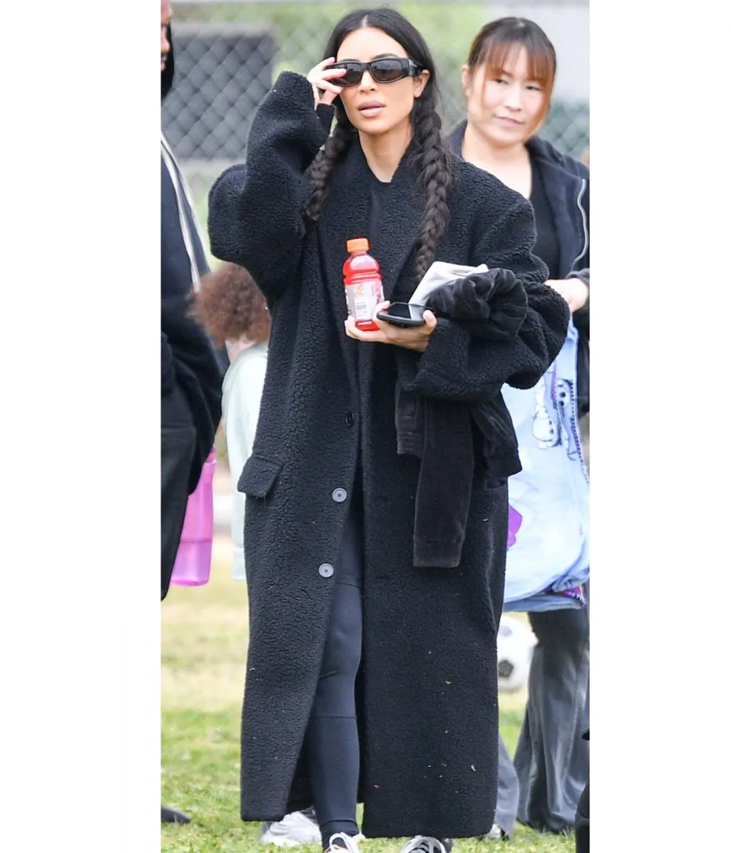 Kim Kardashian Fur Coat - Saint’s Soccer Game