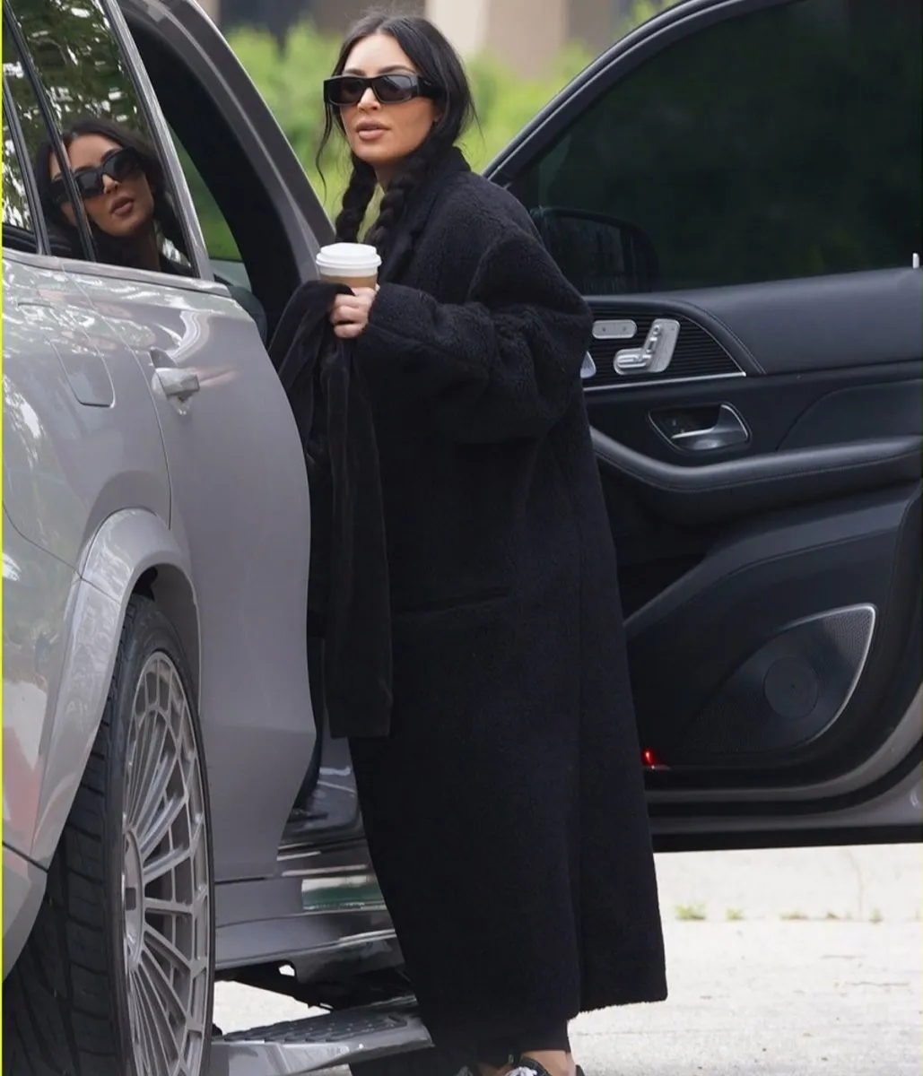 Kim Kardashian Fur Coat - Saint’s Soccer Game