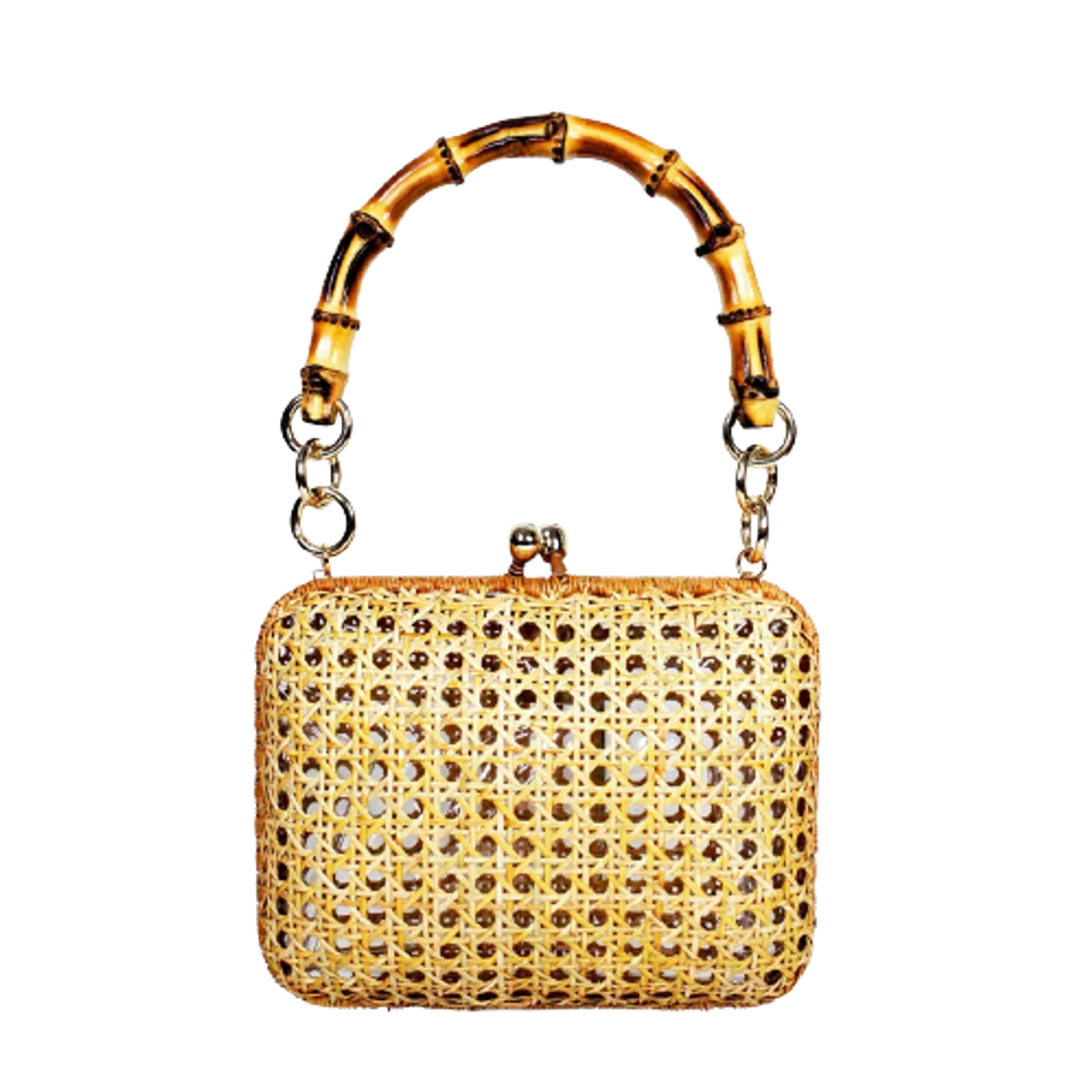 Serpui Giulia Light Honey Wicker Bag.