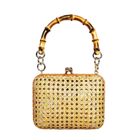 Serpui Giulia Light Honey Wicker Bag.