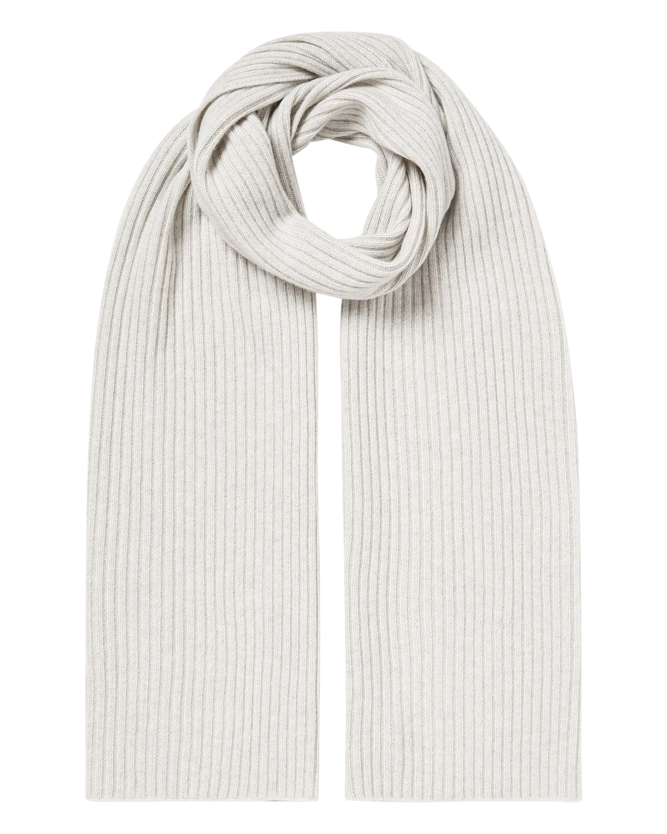 Short Ribbed Cashmere Scarf in Pebble Grey - Unisex