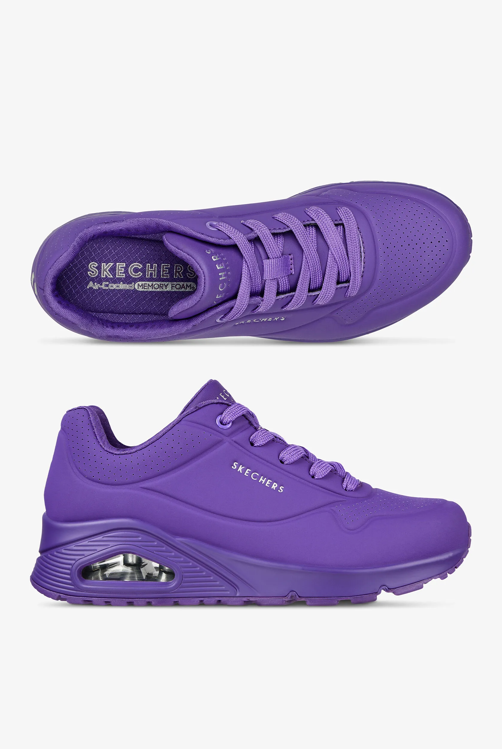 Skechers Street Women's UNO - NIGHT SHADES Neon Purple Athletic Lace Up Nursing Shoes