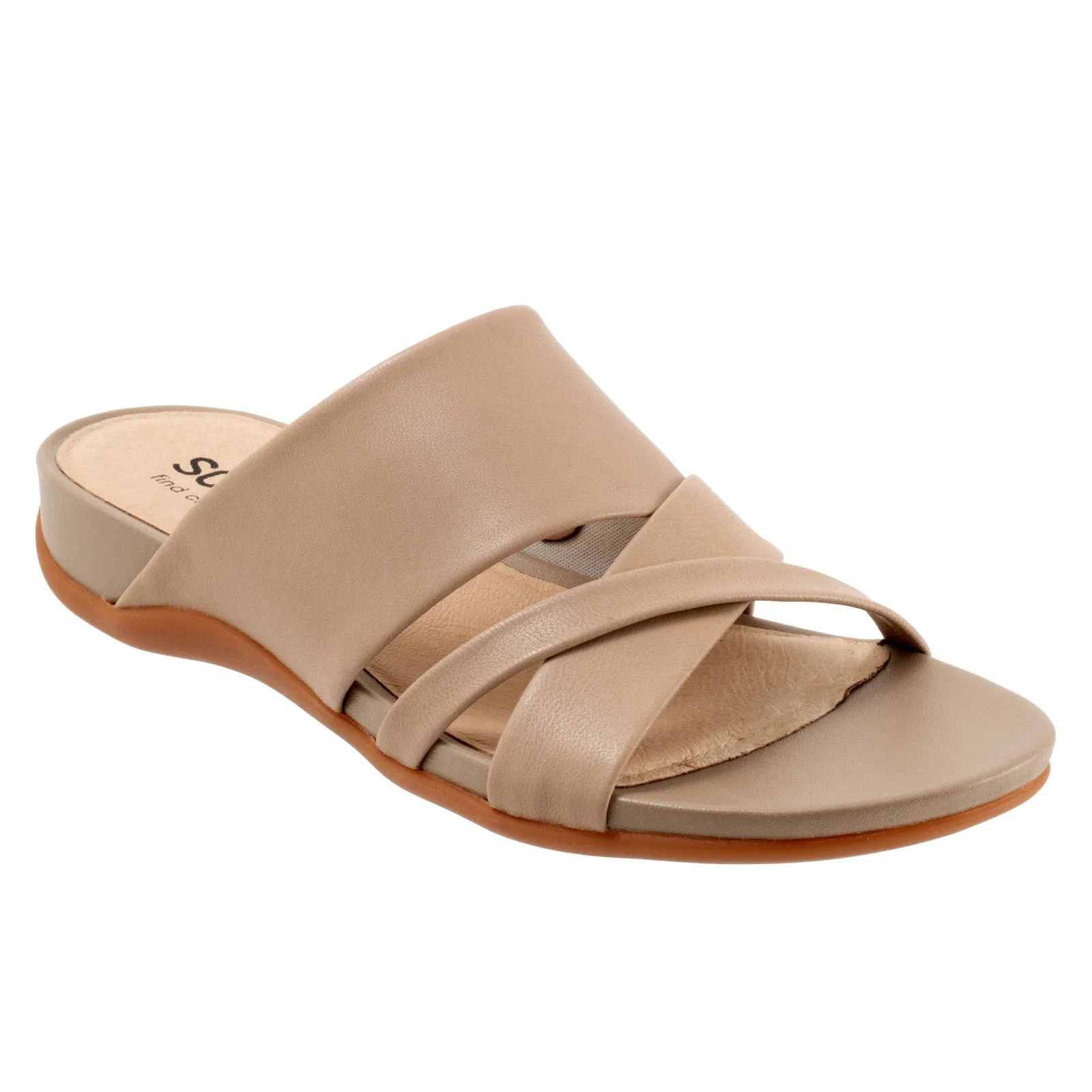 Softwalk Taraz S2320-154 Women's Beige Leather Slip On Strap Sandals Shoes