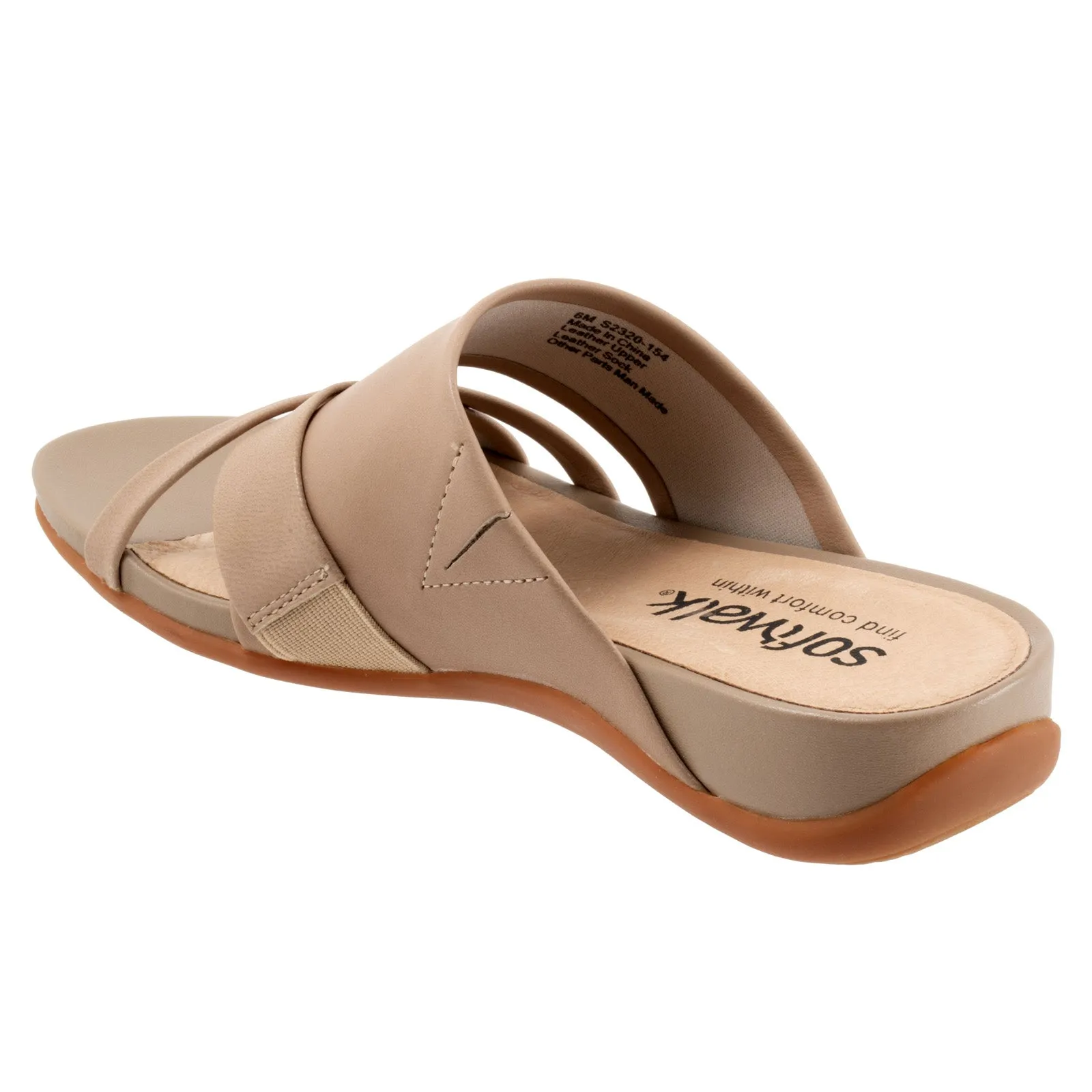 Softwalk Taraz S2320-154 Women's Beige Leather Slip On Strap Sandals Shoes