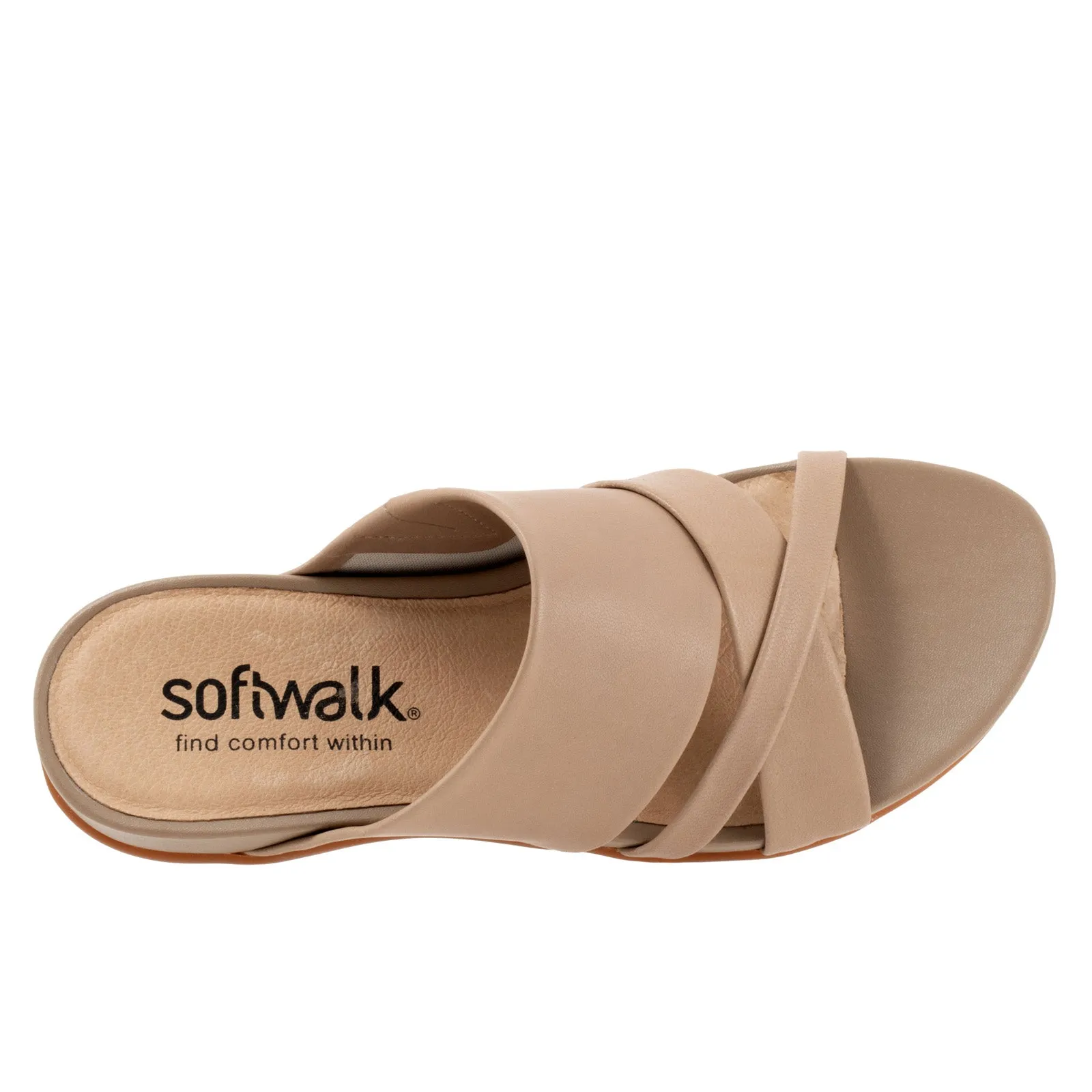 Softwalk Taraz S2320-154 Women's Beige Leather Slip On Strap Sandals Shoes