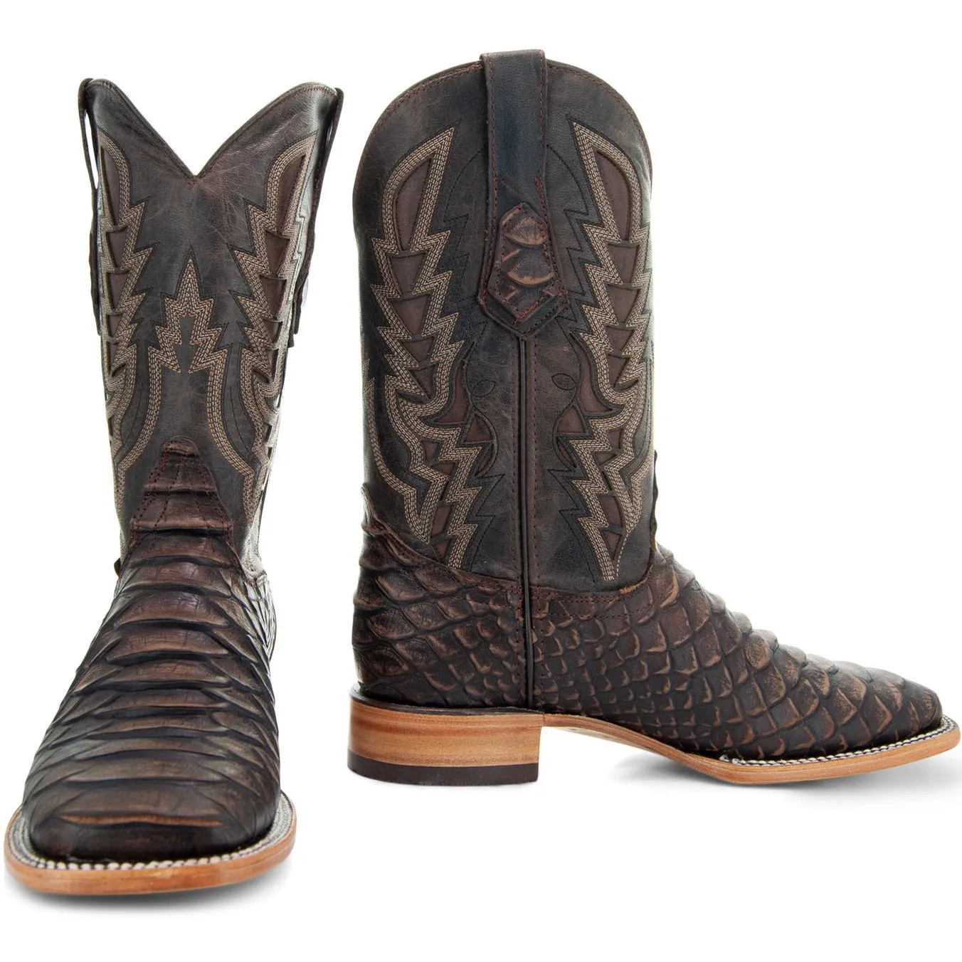 Soto Boots Men's Brown Python Print Cowboy Boot H50032