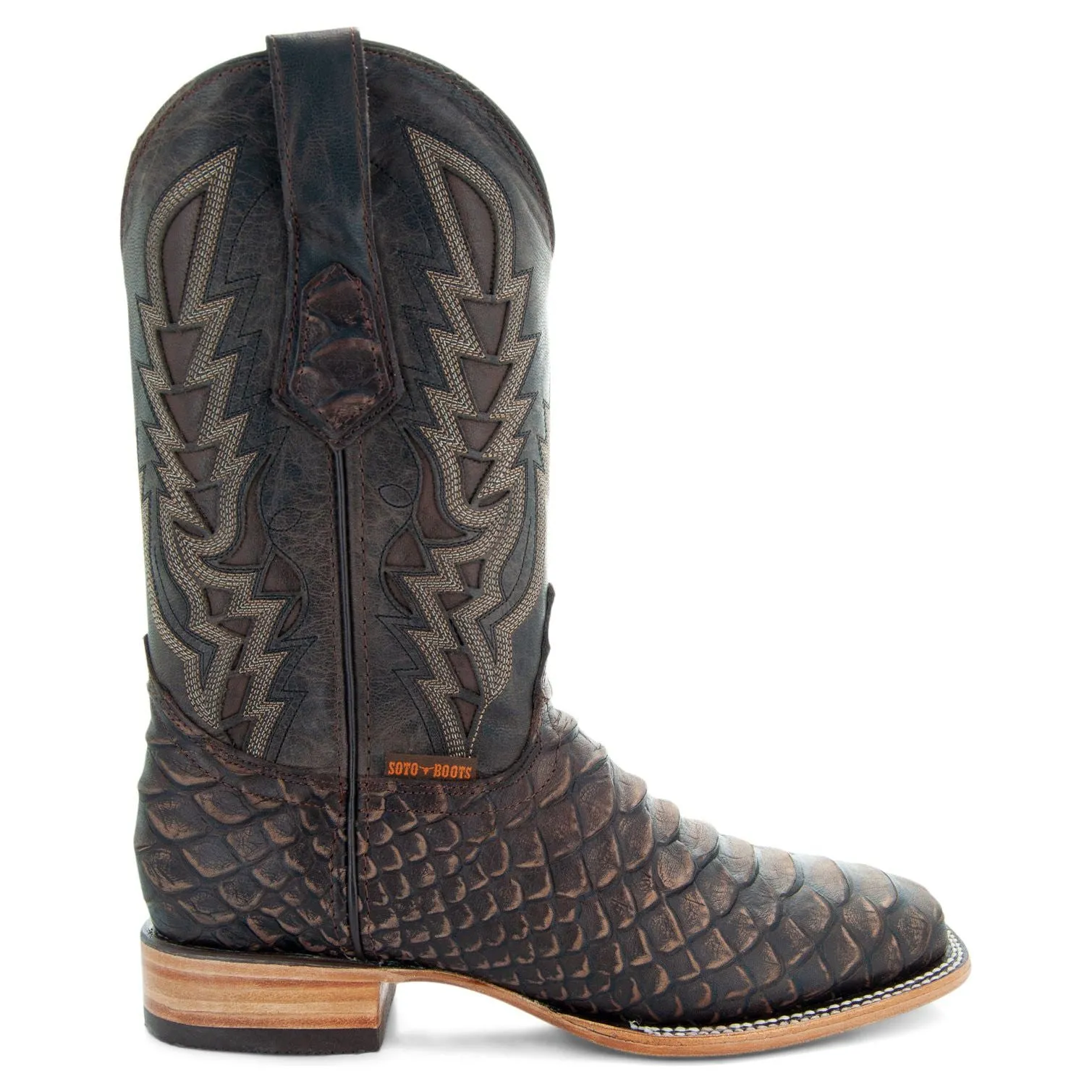 Soto Boots Men's Brown Python Print Cowboy Boot H50032