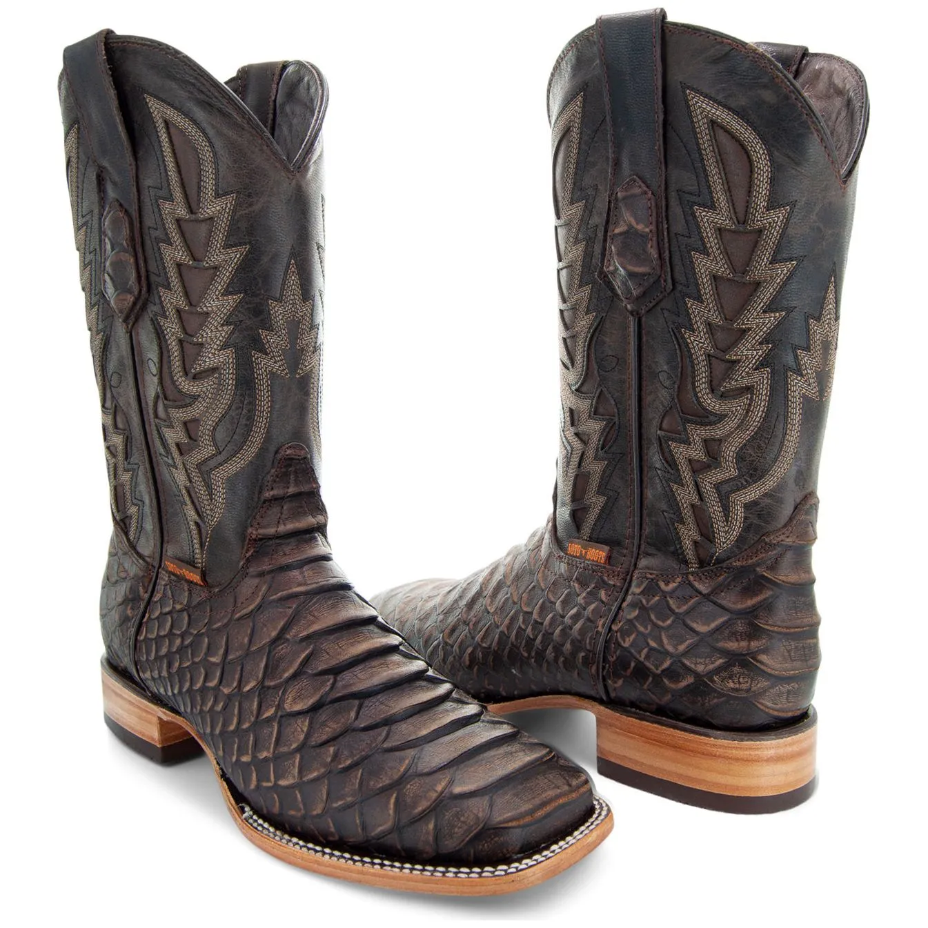 Soto Boots Men's Brown Python Print Cowboy Boot H50032