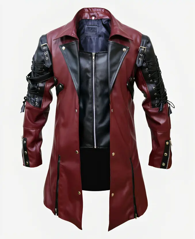 Steampunk Gothic Matrix Leather Trench Coat