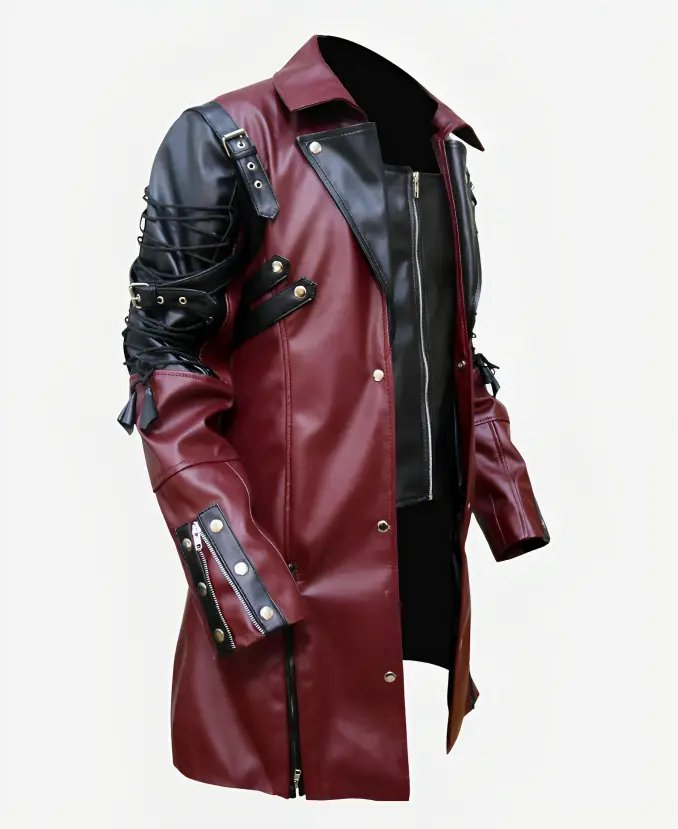 Steampunk Gothic Matrix Leather Trench Coat