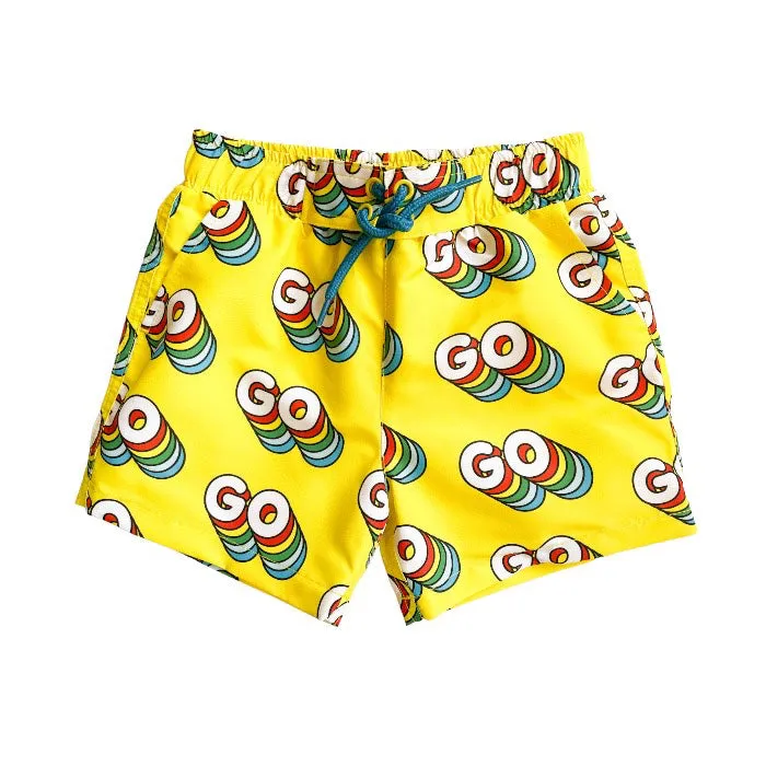 Stella McCartney Baby Swim Shorts Yellow Go Print